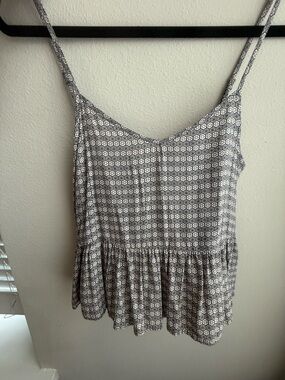 BCBGeneration Gray Printed Spaghetti Strap Peplum Cami